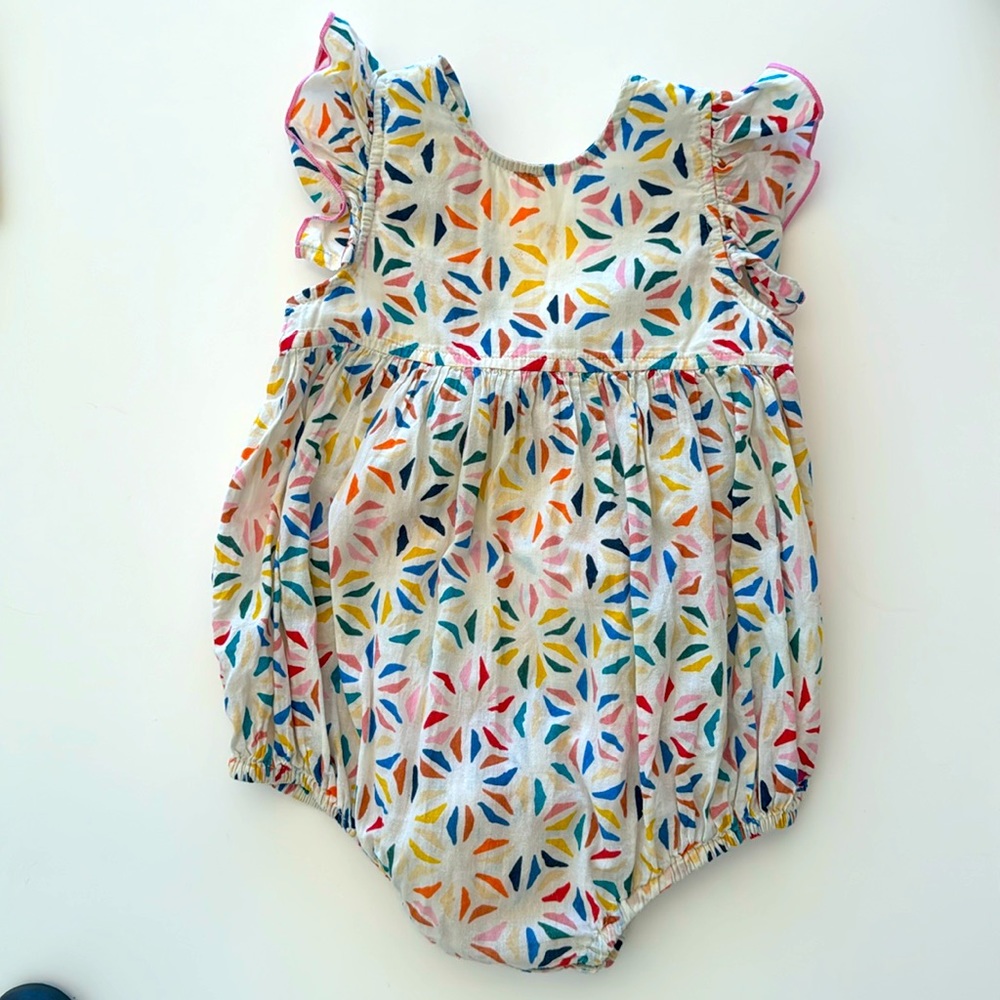 Pink chicken colorful pinwheel onesie 12-18 months used good condition